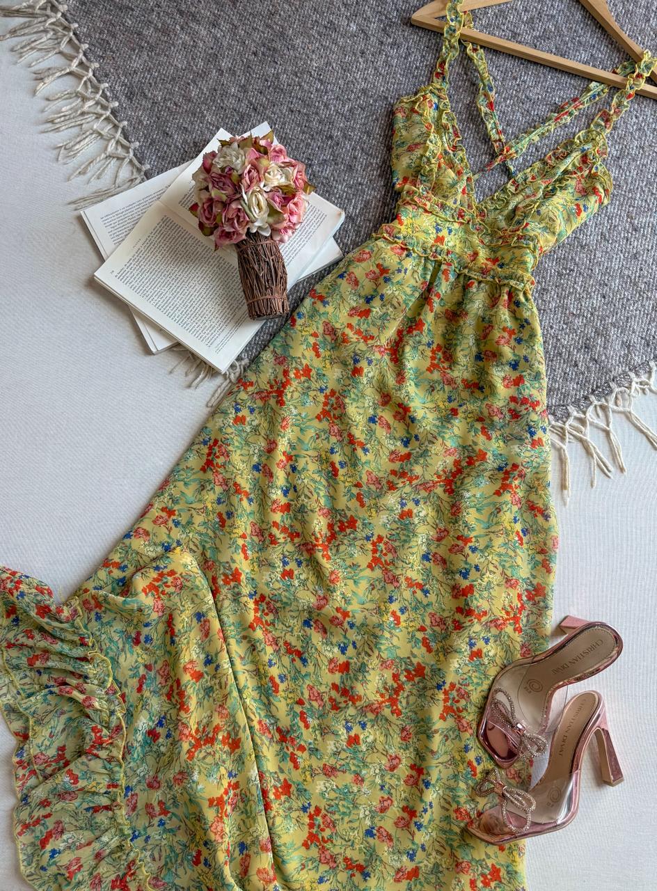 Vestido Mostaza The Clothing Company Largo Tirantes