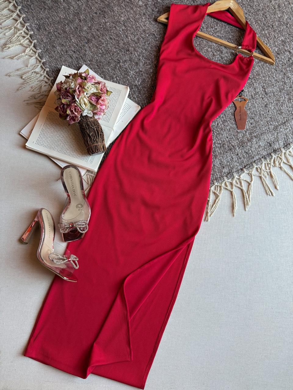 Vestido Rojo Importación Premium Largo Unimanga