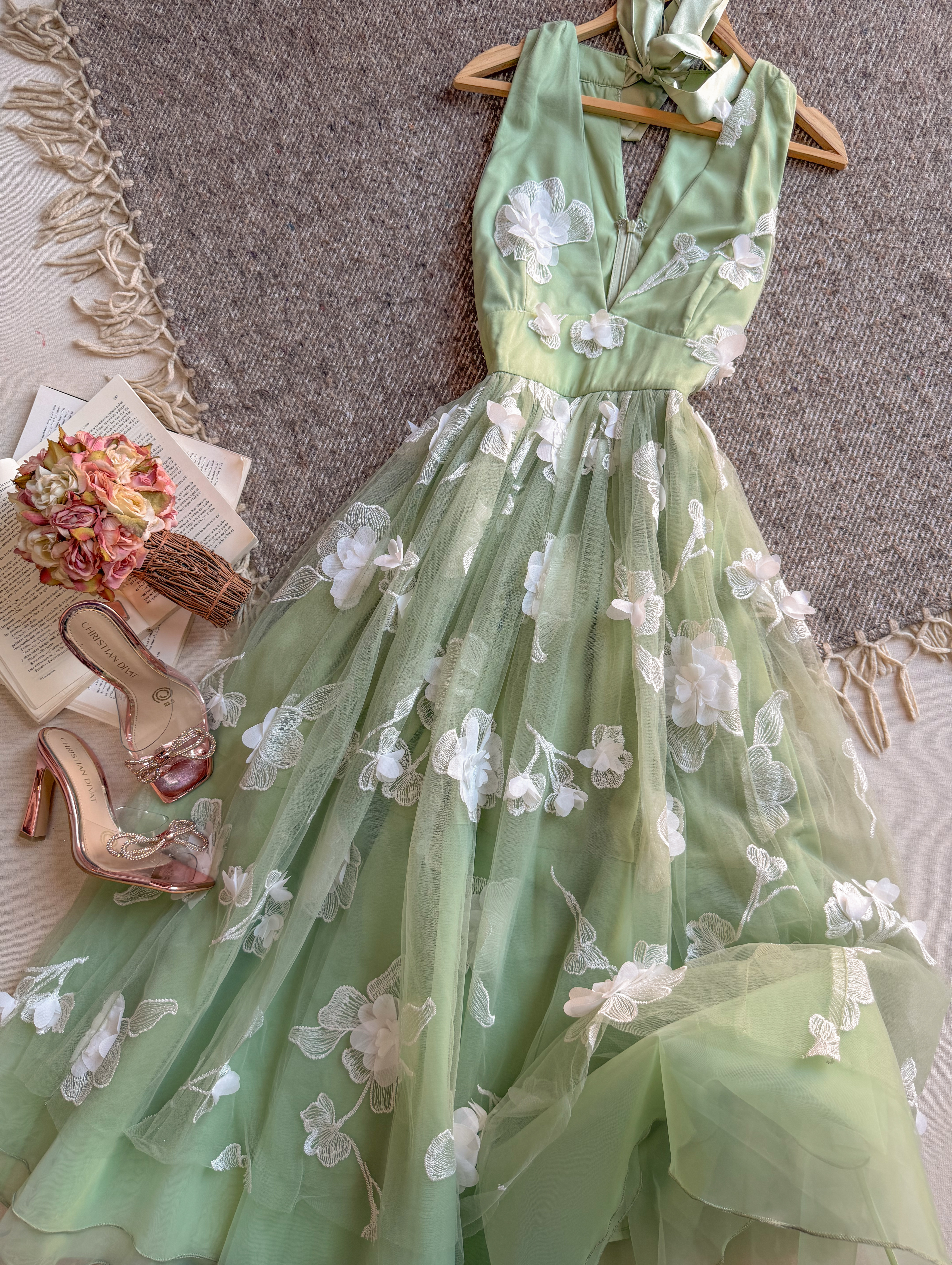 Vestido Verde The Clothing Company Midi Sin Manga