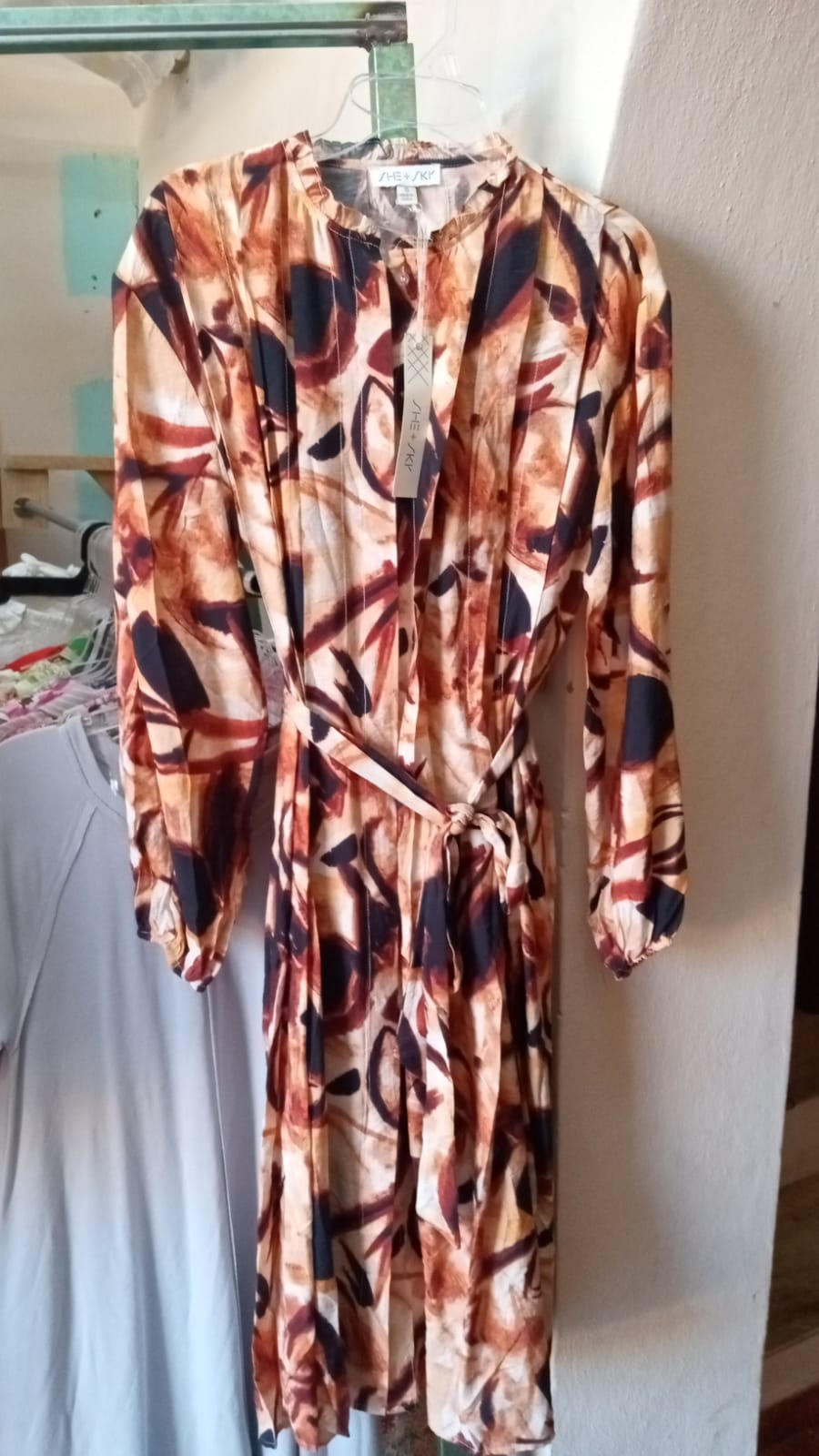 Vestido Naranja Importación Premium Largo Manga Larga