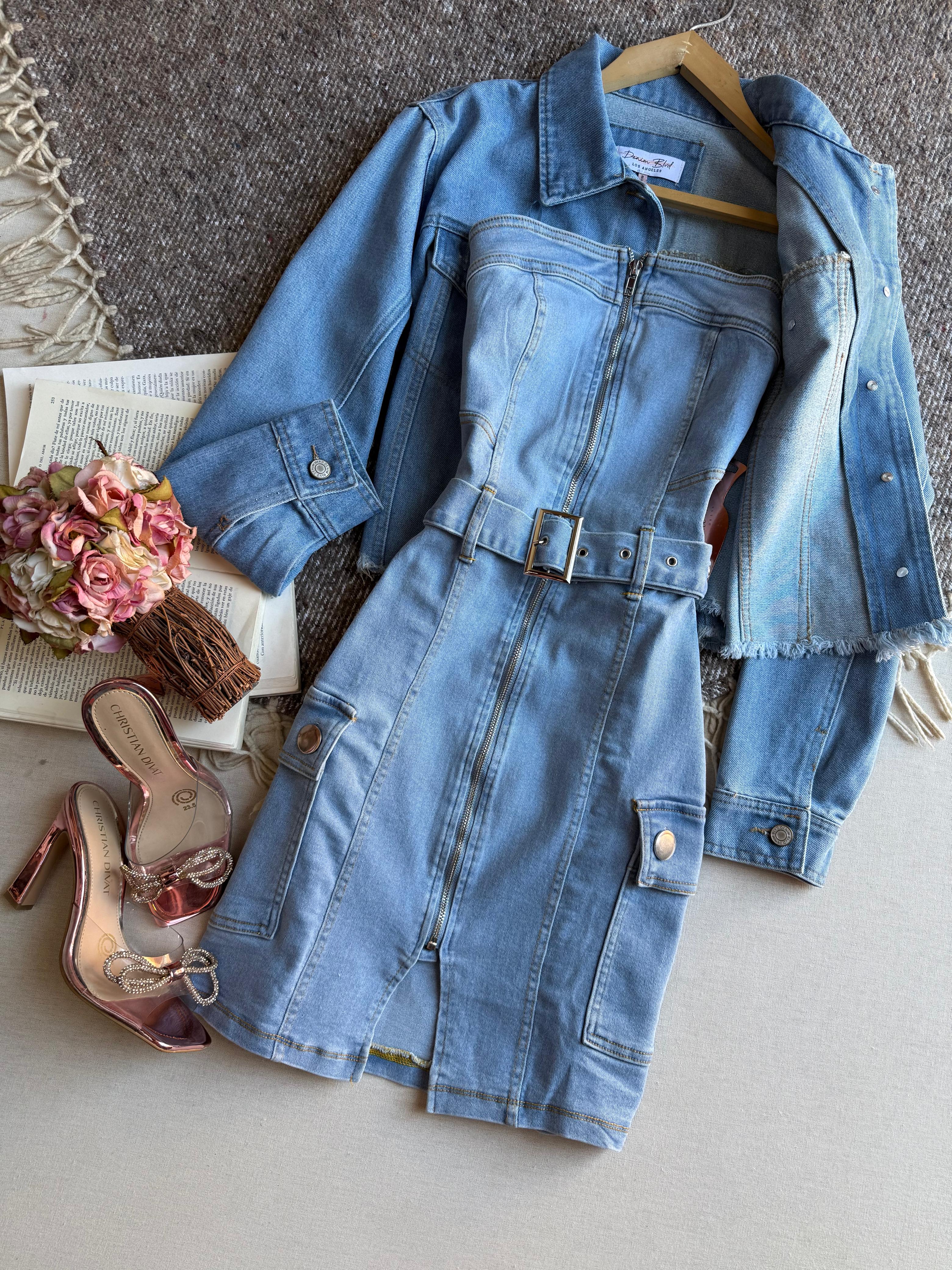 Vestido Azul Haute Monde Corto Straple