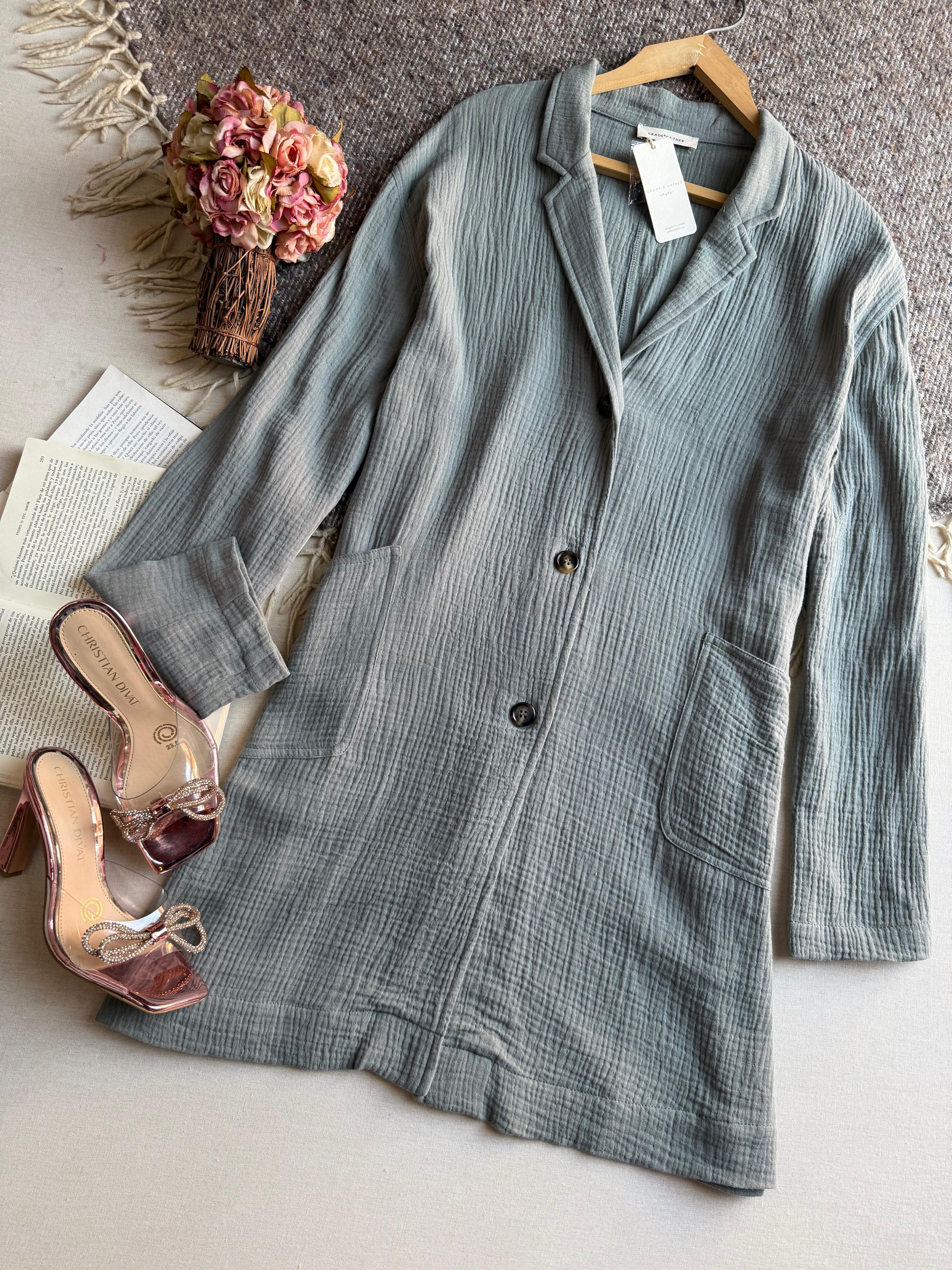 Blusa Azul Importación Premium Largo Manga Larga