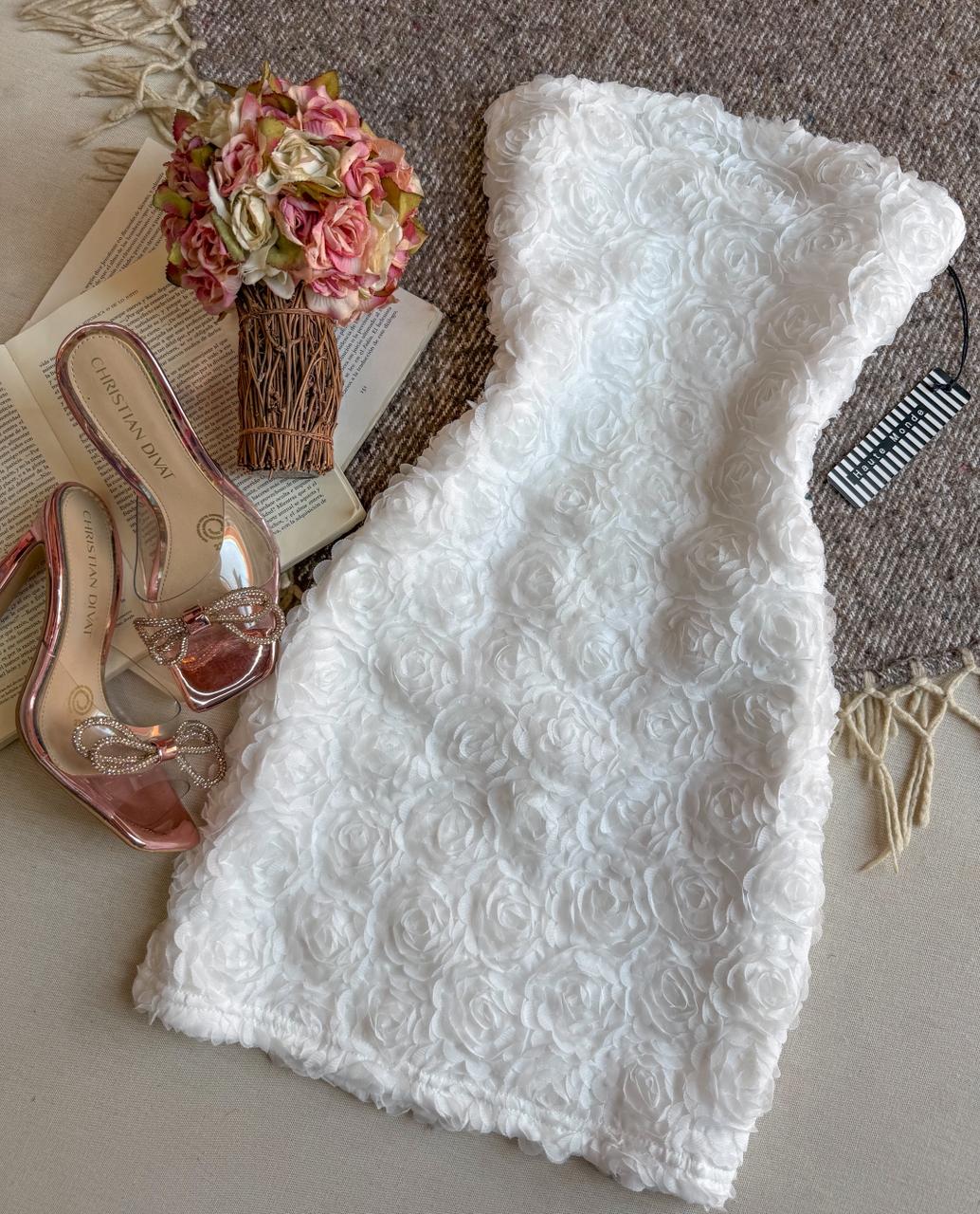 Vestido Blanco de la marca Importación Premium talla Corto con manga Straple