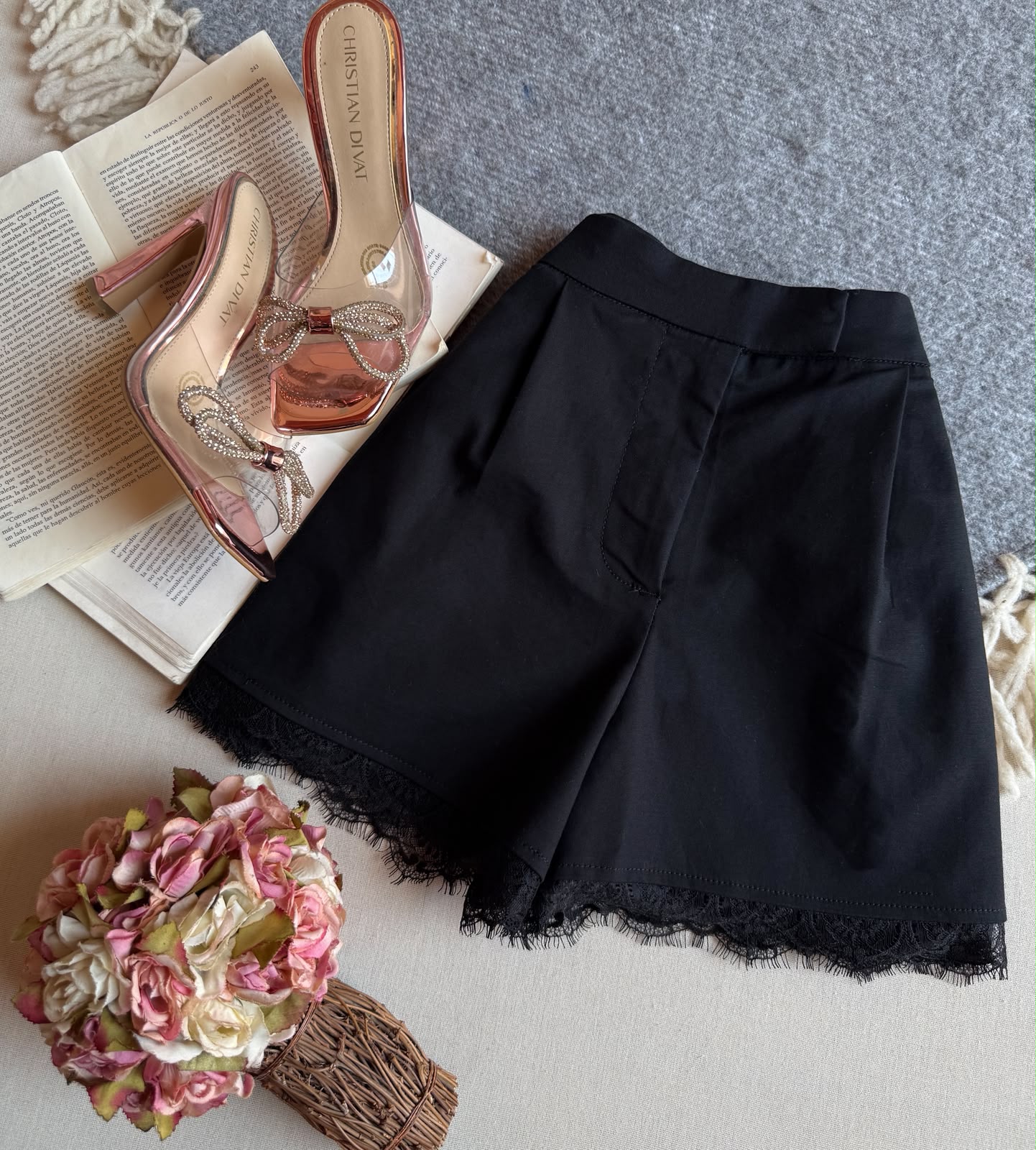 Short Negro Active Usa Corto  Con Encajito 