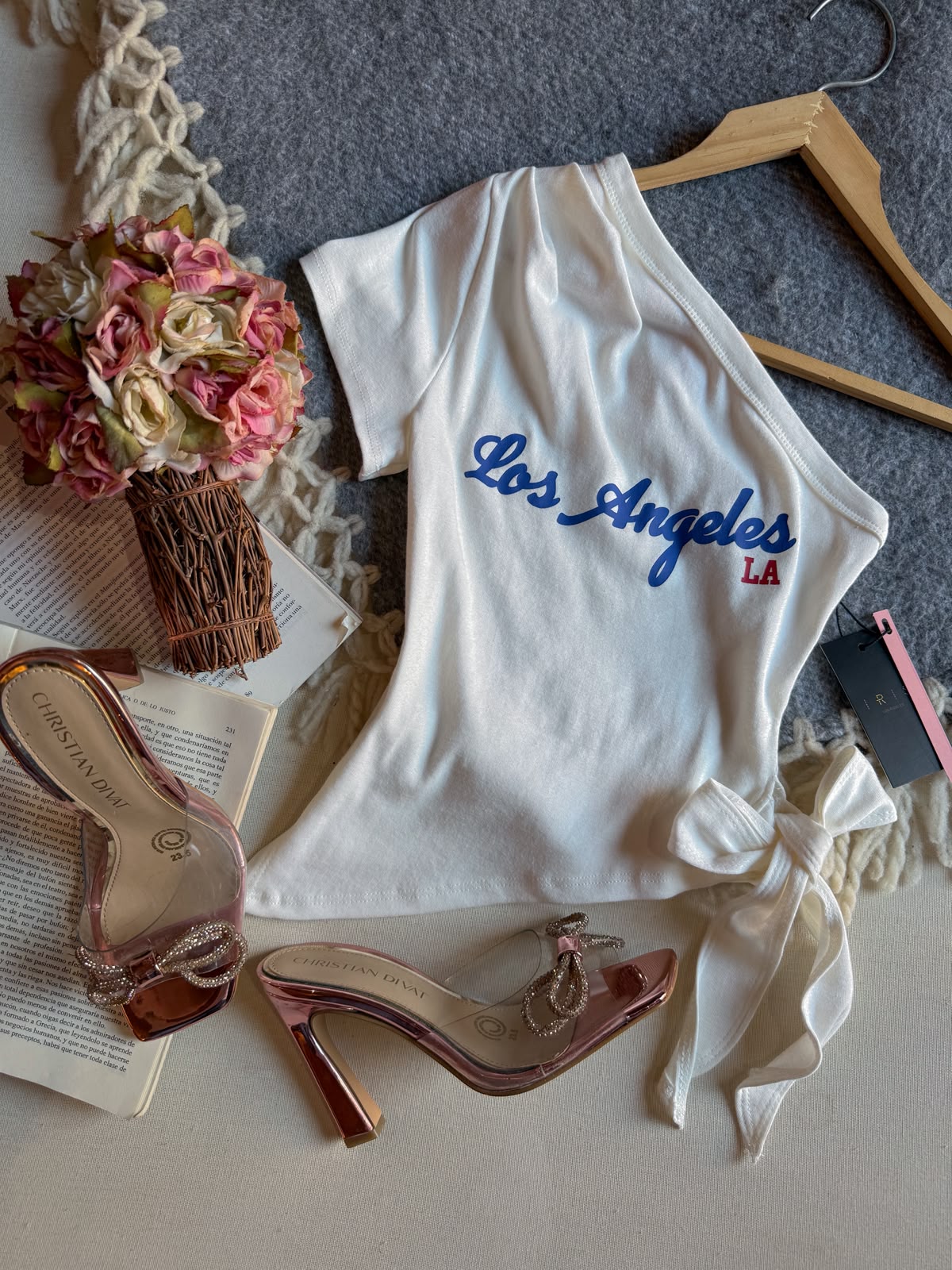 Blusa Blanco Iris Corto Unimanga Los Angeles