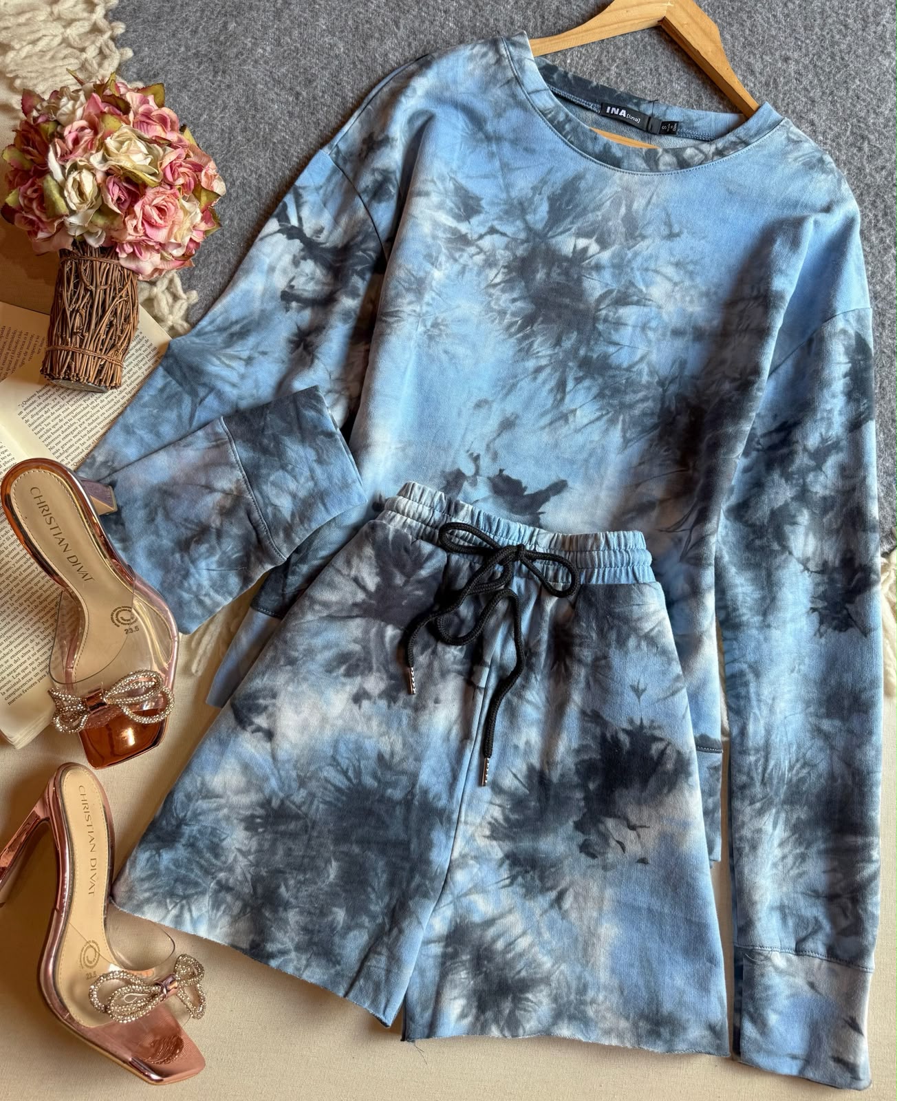 Conjunto Short Azul INA Corto manga Manga Larga Tie Dye 