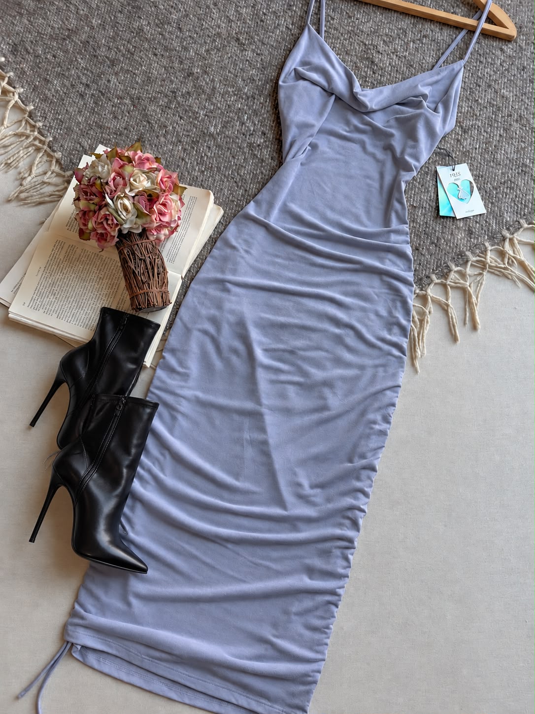 Vestido Azul Iris Corto Tirantes De Gamuza Con Jaladeras 