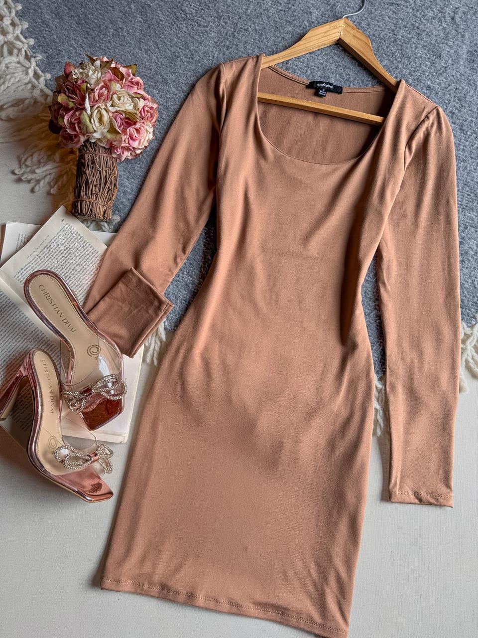 Vestido Cafe Ambiance Corto Manga Larga Tela Suave