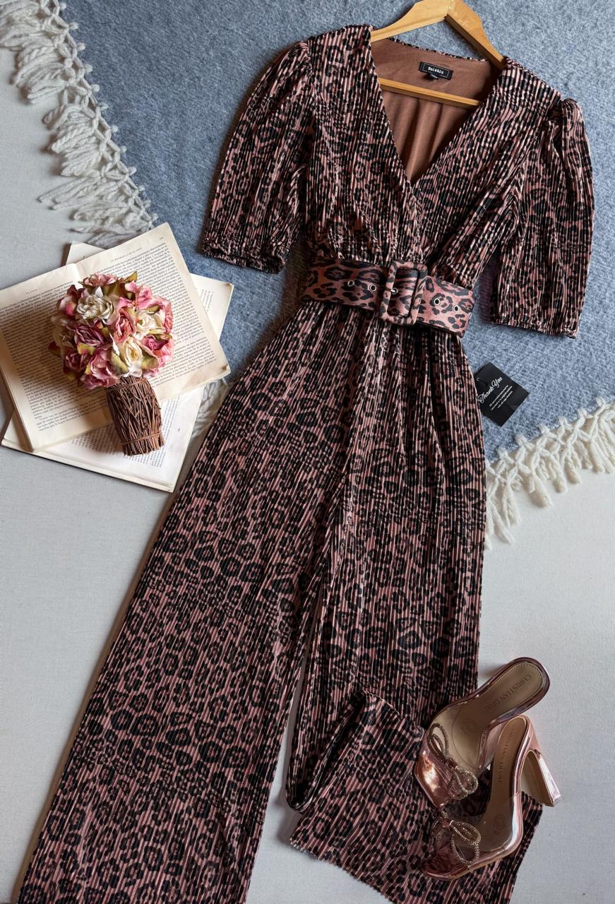 Palazzo Cafe Soieblu Largo Manga Corta Animal Print Con Cinto
