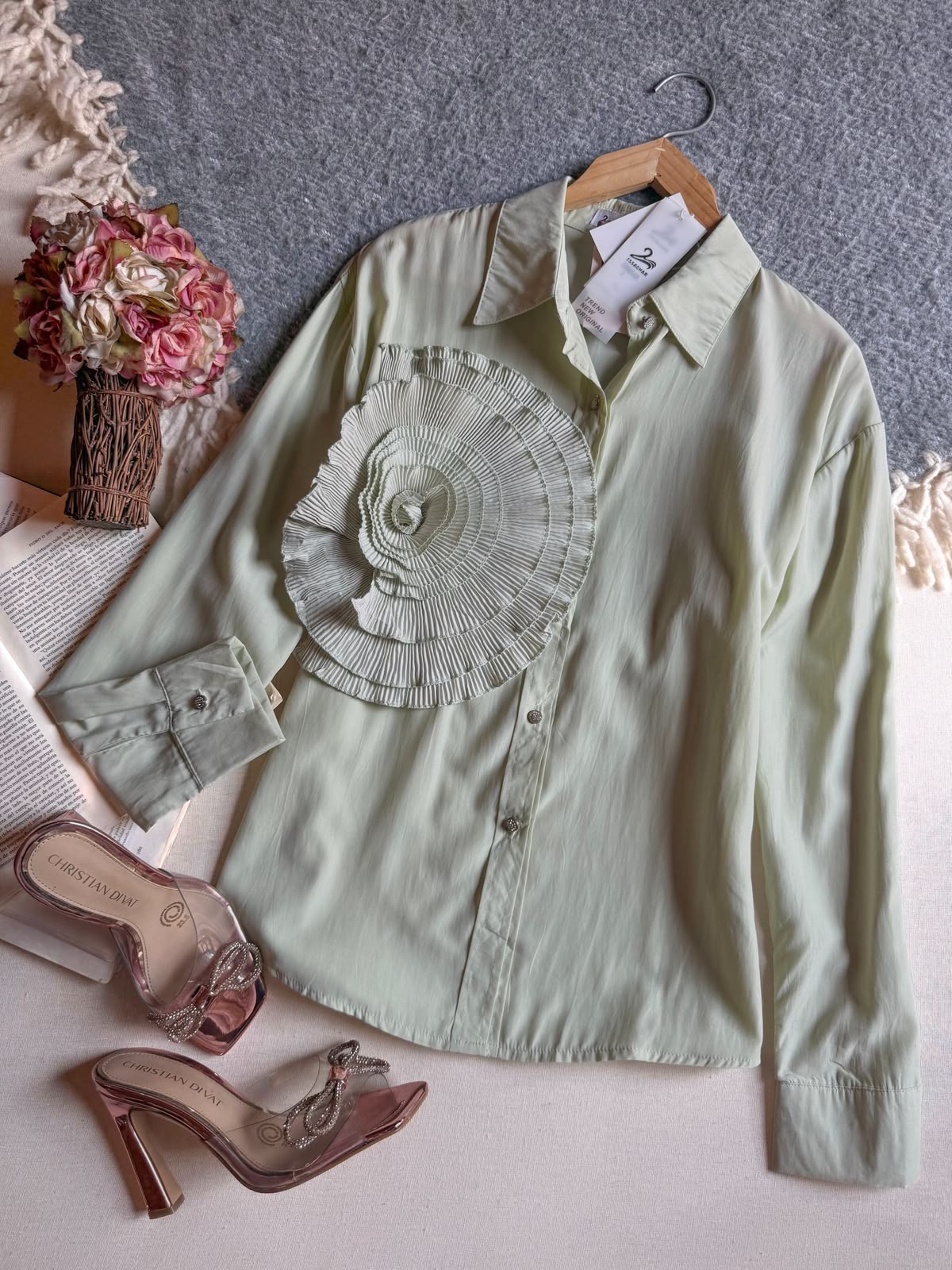 Blusa Verde Importación Premium Largo Manga Larga